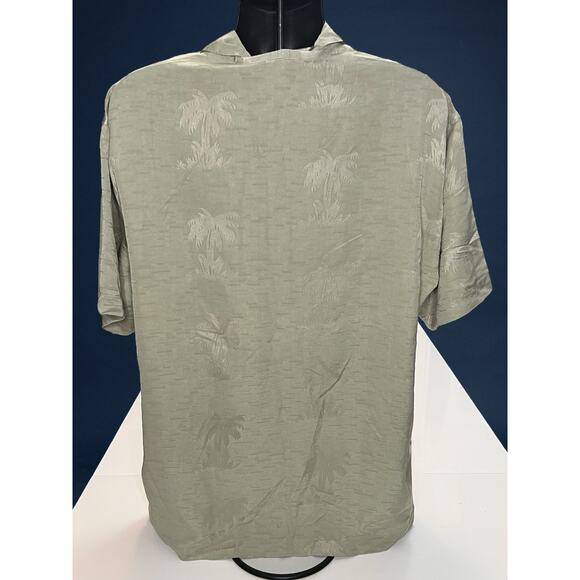 New UltraClub Cabana Breeze Men’s Large Olive Green Palm Tree Hawaiian Shirt - Picture 2 of 15